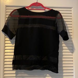 Zara black top with sheer stripe detail